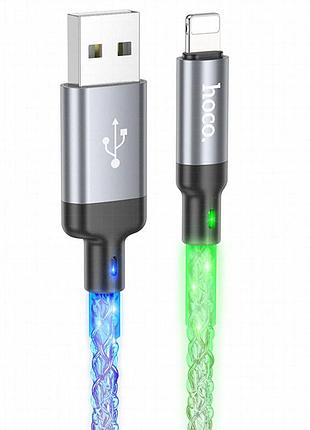 Дата кабель hoco u112 shine usb to lightning 2.4a (1m) gray