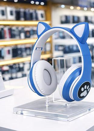 Етские беспроводные bluetooth-наушники stn-28 pro с кошачьими ушками и подсветкой синий
