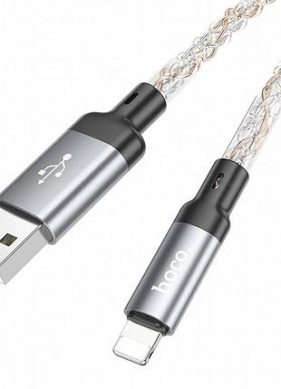 Дата кабель hoco u112 shine usb to lightning 2.4a (1m) gray 5