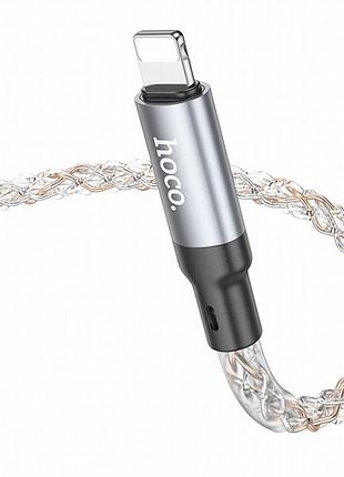 Дата кабель hoco u112 shine usb to lightning 2.4a (1m) gray 6