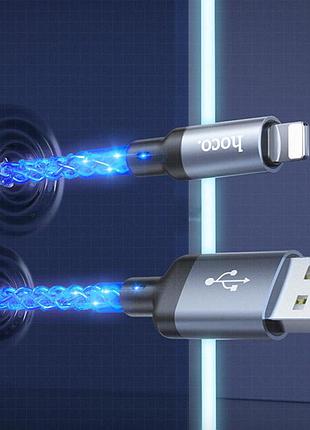 Дата кабель hoco u112 shine usb to lightning 2.4a (1m) gray 7