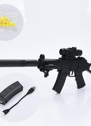 Страйкбольний автомат mp5 на пластикових кулях автоматичний режим від акумулятора, 70 см, лазер, usbзарядний