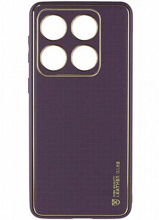 Кожаный чехол xshield для xiaomi 14 pro фиолетовый / dark purple
