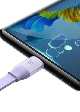 Кабель baseus bright mirror series retractable fast charging data cable usb to m+l+c. purple ( ) 4