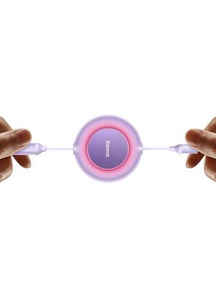 Кабель baseus bright mirror series retractable fast charging data cable usb to m+l+c. purple ( ) 5