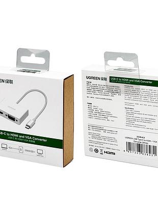 Usb-хаб ugreen usb type c to hdmi + vga converter (white) ( ) 2