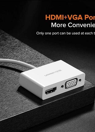 Usb-хаб ugreen usb type c to hdmi + vga converter (white) ( ) 6