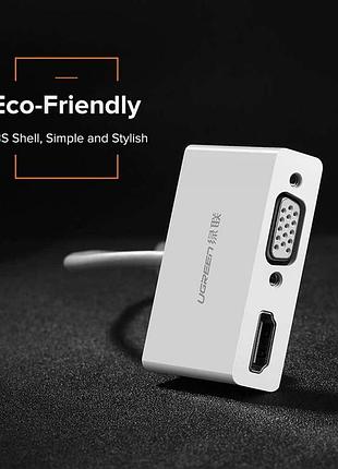 Usb-хаб ugreen usb type c to hdmi + vga converter (white) ( ) 7