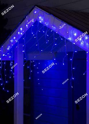 Бахрома led 3м.5м прозрачный провод, синий