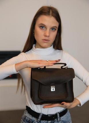 Женская кожаная сумка через плечо 25×20×7,5 см ls-25 max — коричневая