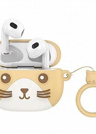 Беспроводные tws наушники hoco ew46 cat face case khaki cat
