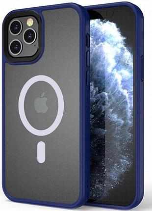 Tpu+pc чехол metal buttons with magnetic fit для apple iphone 12 pro max (6.7") синий / navy blue