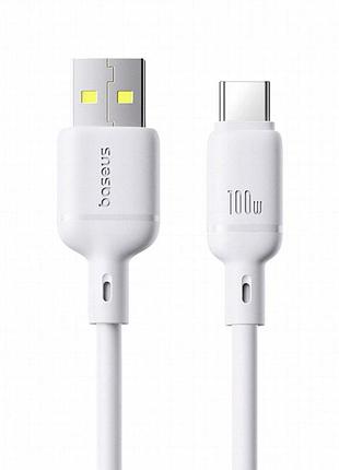 Дата кабель baseus silky series os fast charging usb to type-c 100w (1m) (p10377703) moon white