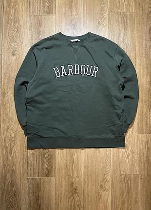 Світшот barbour зелений з вишитим логотипом, розмір xl