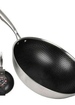 Сковорідка wok 32x9см нержавіюча сталь соти інд. дно 10385-32 тм stenson