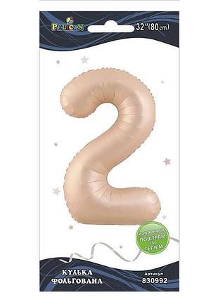 Фольгированный шар цифра pelican, розовый blush, см, 1 шт