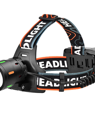 Фонарь налобный night vision fluorescence,, режим, зу type-c, zoom