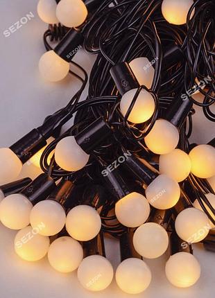 Шарики 18мм led, 7м+ переходник, теплый белый