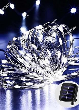 Роса на соняч батареї led 30м, білий