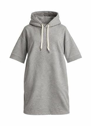 Серое платье-худи tommy jeans с коротким рукавом