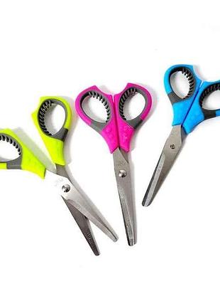Ножницы 14см прорезиненная ручка, student scissors, имп, 30-28 тм leader