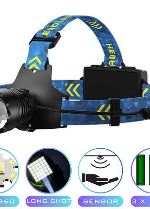 Фонарь налобный,, power bank, зу type-c, zoom, box