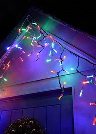 Ул. бахрома led 5м,6м, черный каучук.3мм, мульти