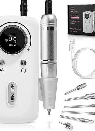 Фрезер для манікюру та педикюру nail polisher machine в, об/хв, акумуляторний, led-дисплей