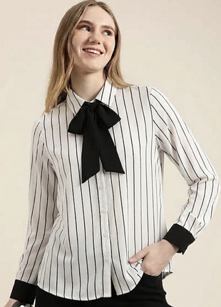Блузка из шифона в полоску с бантом primark р. 14