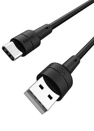 Кабель borofone usb to type-c,,, silicone, tpe connectors, black ( )