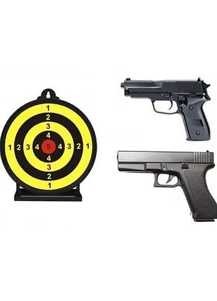 Набір іграшкових пістолетів glock g17 і sig p226 vigor c4 на пульках з мішенню