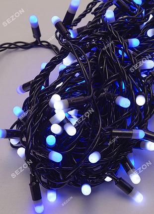 Уличная led 10м, черный каучук.2мм, сине-белый bw