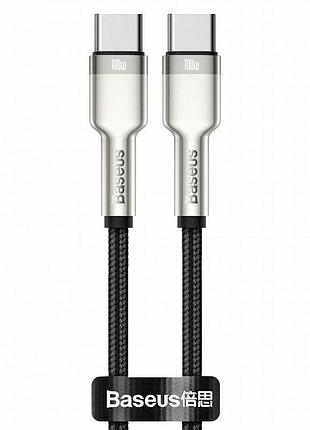 Дата кабель baseus cafule metal type-c to type-c 100w (2m) (catjk-d) черный