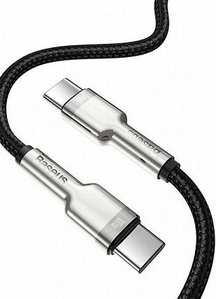 Дата кабель baseus cafule metal type-c to type-c 100w (2m) (catjk-d) черный 2