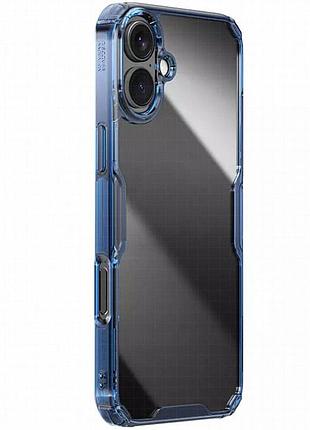 Tpu чехол nillkin nature pro series для apple iphone 16 (6.1") синий (прозрачный)