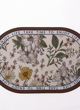 Коврик диаметовый floral oval 58*38 см универсальный овальный hp-42-50