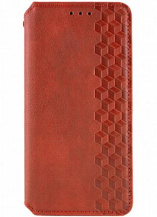 Кожаный чехол-книжка getman cubic (pu) для xiaomi redmi 12 красный