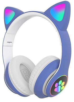 Беспроводные bluetooth наушники для детей детские aks-28 с светящимися кошачьими ушками led rgb подсветкой