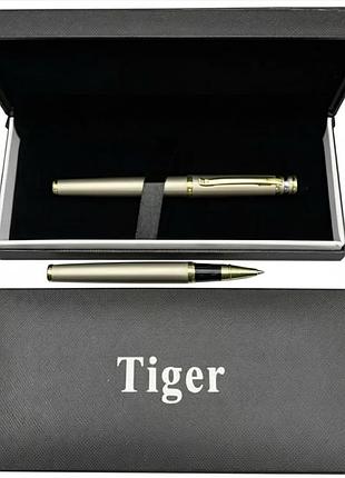 Подарочная ручка роллерная tiger в футляре (золотисто-серебристая)