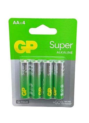 Батарейка щелочная lr6/aa super alkaline 1.5v 15a-u4 4шт (блистер) тм gp