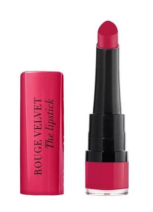 Матовая помада для губ bourjois rouge velvet the lipstick 09 fuchsia botté 2.4 г