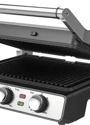 Электрогриль rotex rsm550-xl mastergrill контактный гриль-барбекю 180° со съемными антипригарными пластинами 2000 вт серебристый