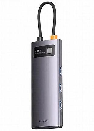 Переходник hub baseus metal gleam series 4-in-1 4xusb3.0 (wkwg070013) gray