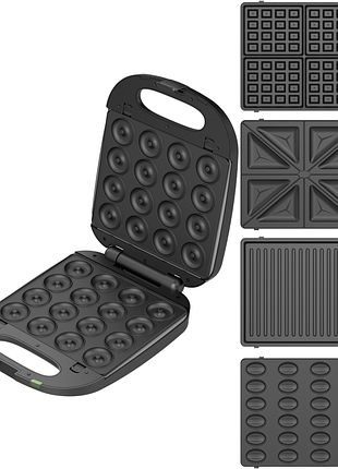 Мультимейкер rotex rsm425-b 5 в 1 xl универсальный прибор для сэндвичей, вафель, гриля и домашней выпечки 1400 вт черный
