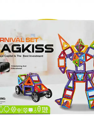 Магнітний конструктор машина або робот magkiss mini hd343a 118 деталей
