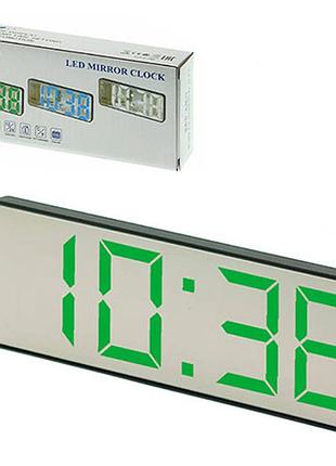 Годинник мережевий, яскраво-зелений, температура, usb