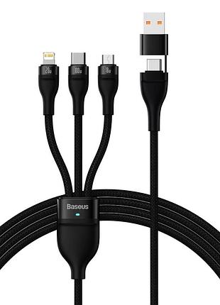 Кабель baseus flash series ⅱ two-for-three charging cable u+c to m+l+c. black ( )