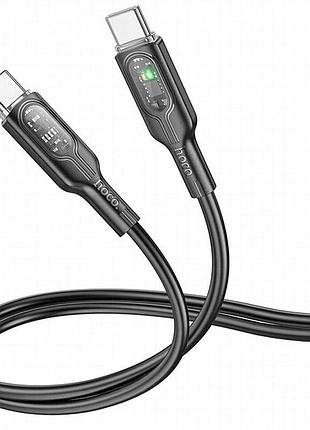Дата кабель hoco u120 transparent explore intelligent power-off pd 60w type-c to type-c (1.2m) black 2