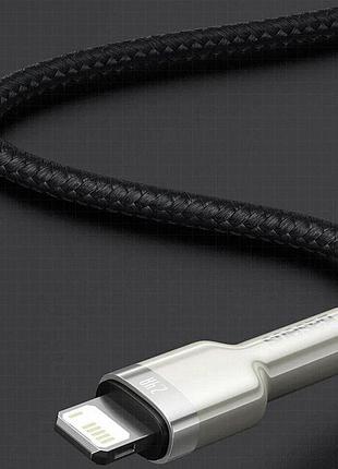 Дата кабель baseus cafule metal usb to lightning 2.4a (1m) (caljk-a0) black 3
