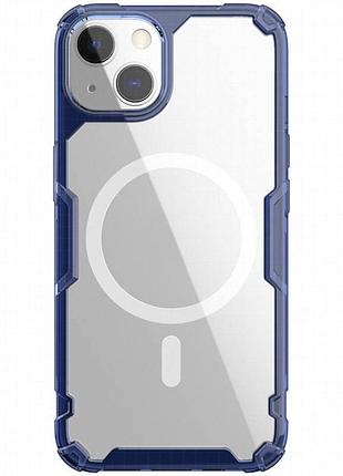 Tpu чехол nillkin nature pro magnetic для apple iphone 15 plus (6.7") синий (прозрачный)